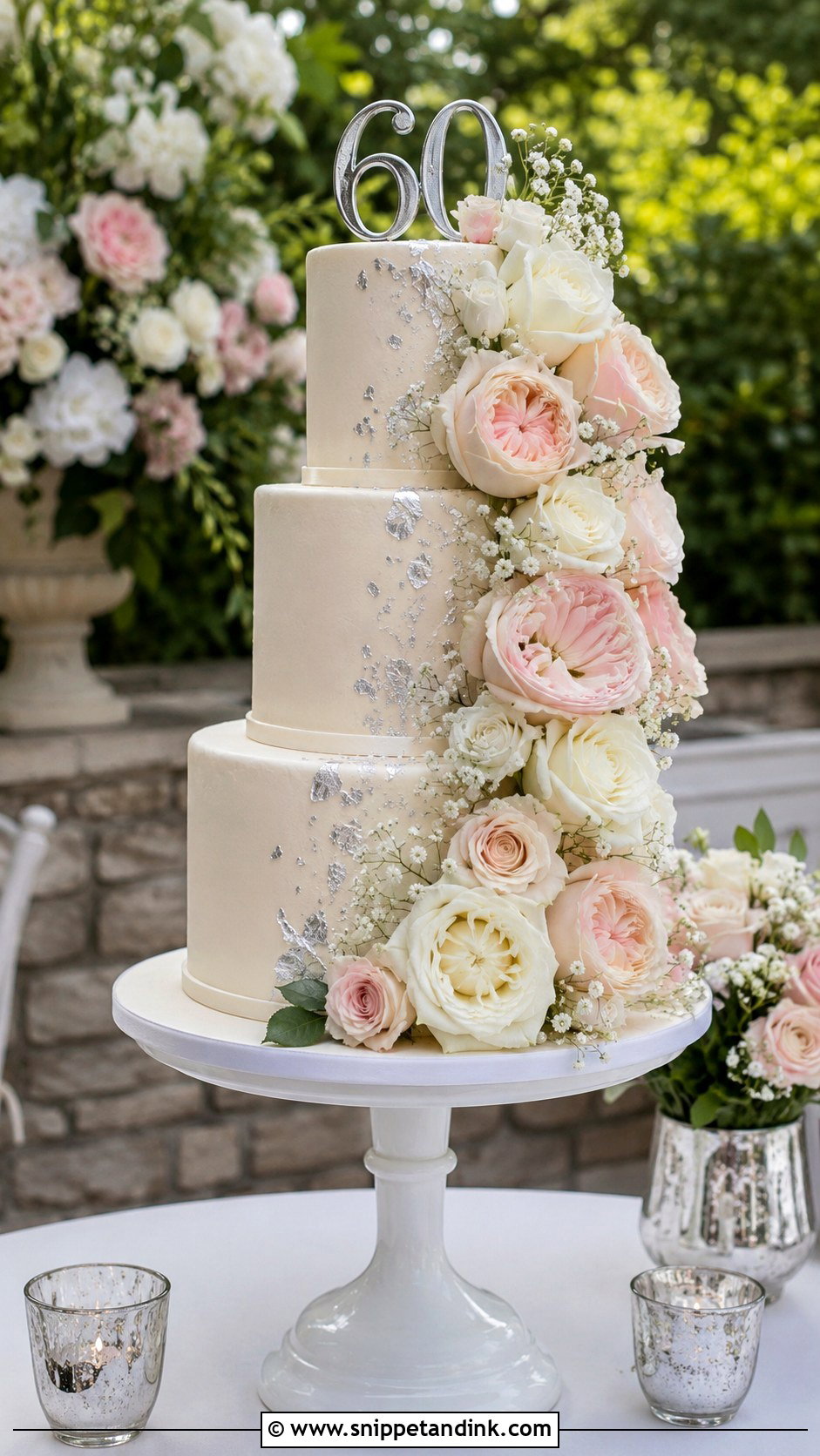 Floral 60th Anniversary Cake - Snippet and Ink - 20 60th Wedding Anniversary Cake Ideas