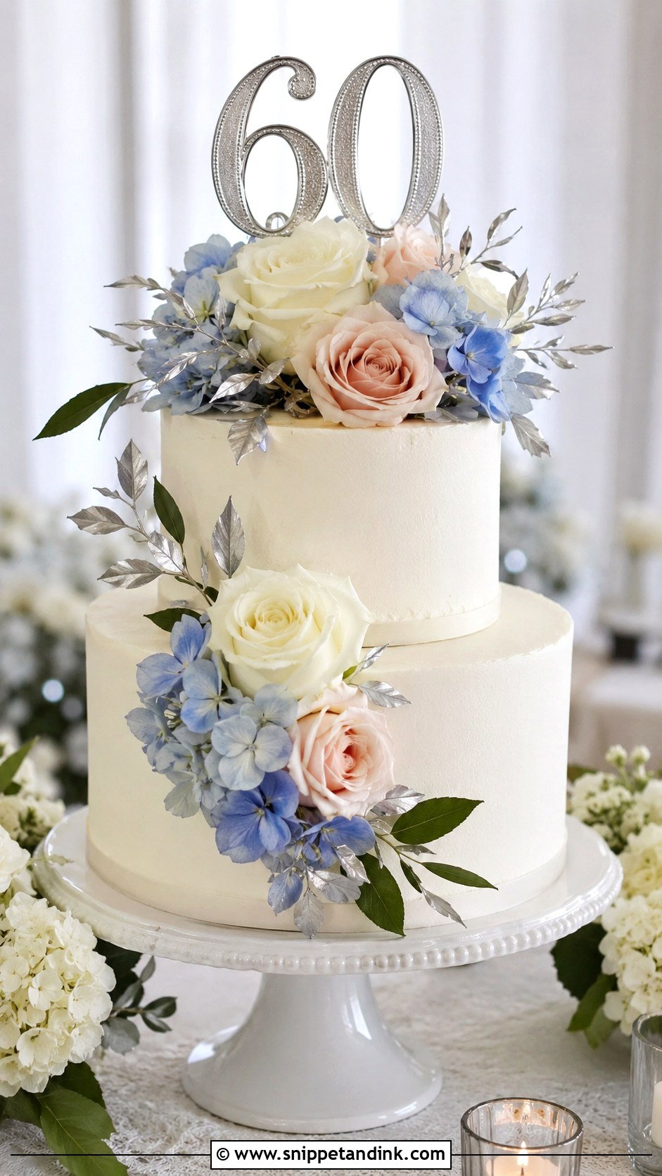 Floral 60th Wedding Anniversary Cake - Snippet and Ink - 20 60th Wedding Anniversary Cakes