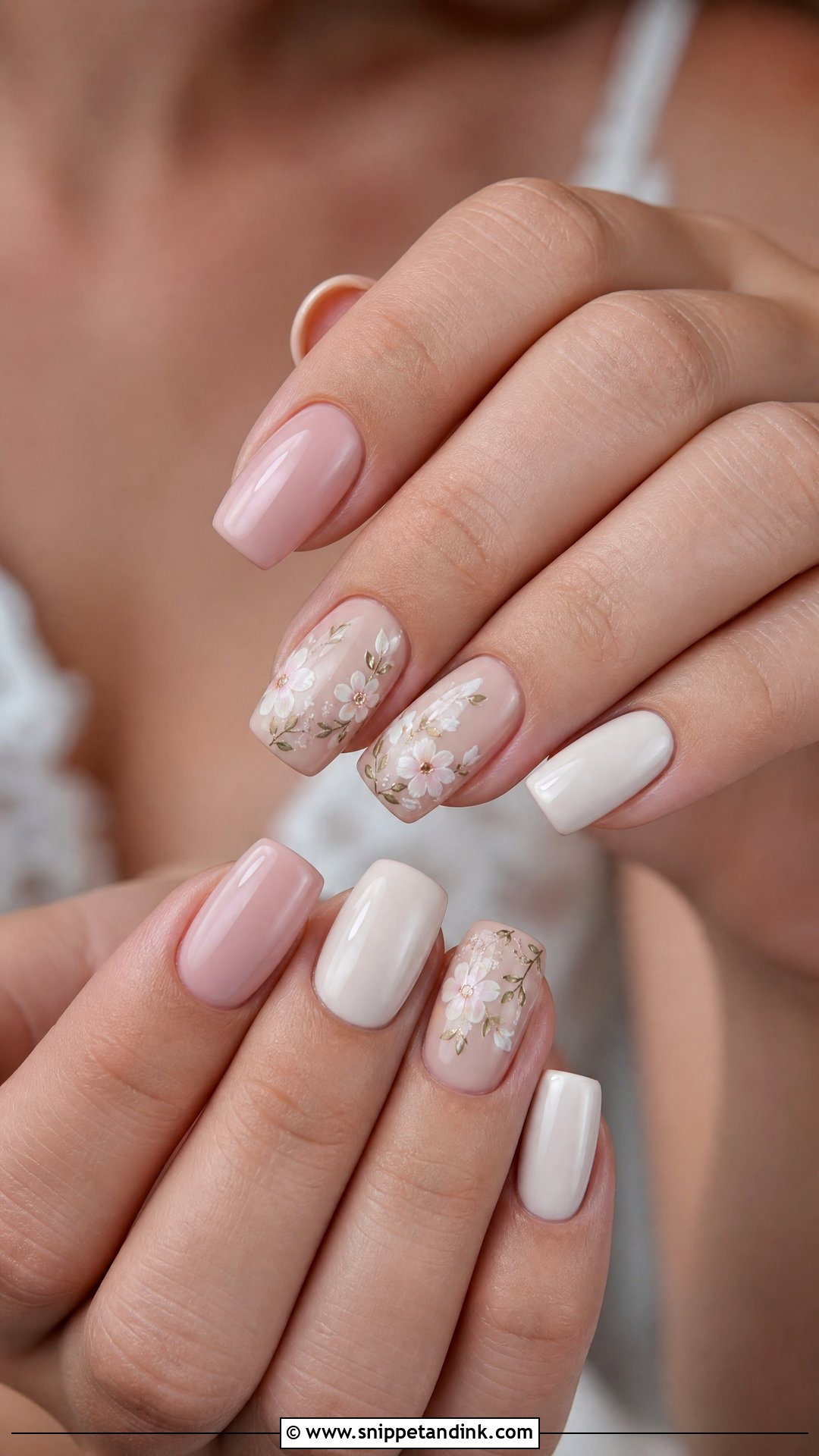 Floral Accent Wedding Nails - Snippet and Ink - 25 Floral Wedding Nails