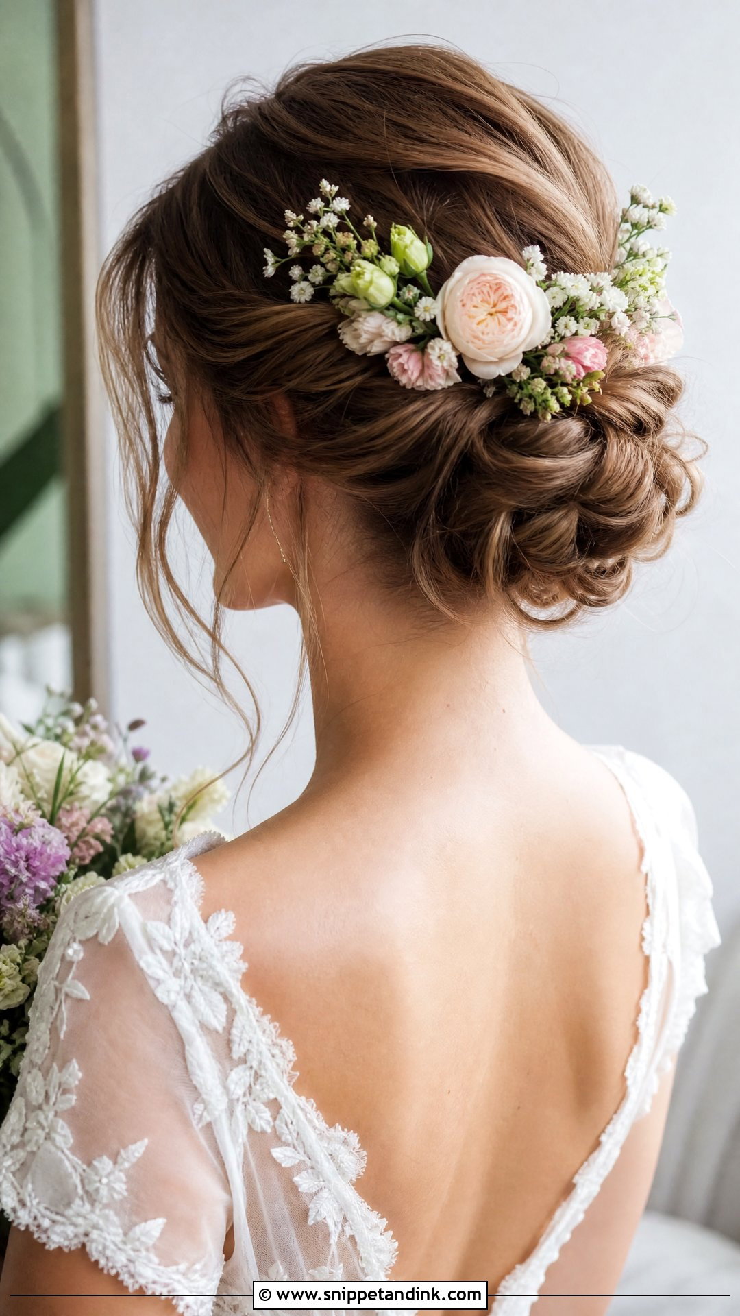 Floral Accented Bridal Updo - Snippet and Ink - 20 Western Bride Hairstyles