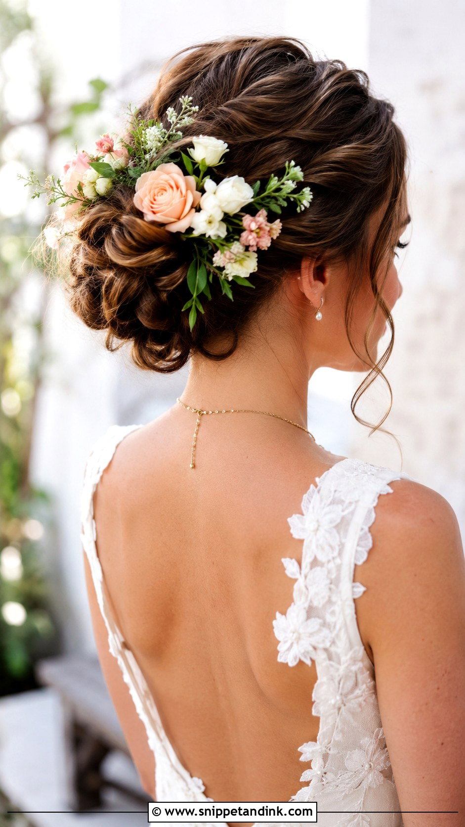 Floral Accented Bridal Updo - Snippet and Ink - 20 Hair Styles for Wedding Hairstyles