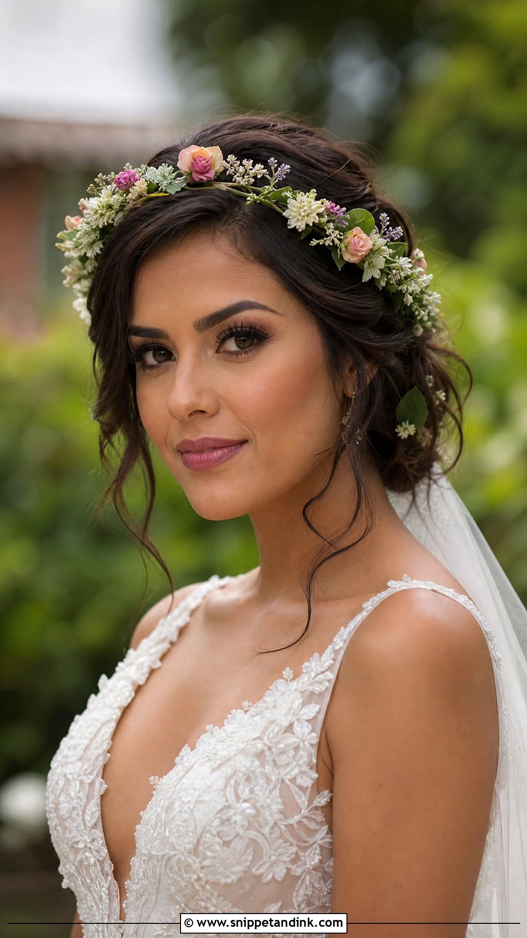 Floral Accented Front Updo - Snippet and Ink - 20 Front Bridal Hairstyles