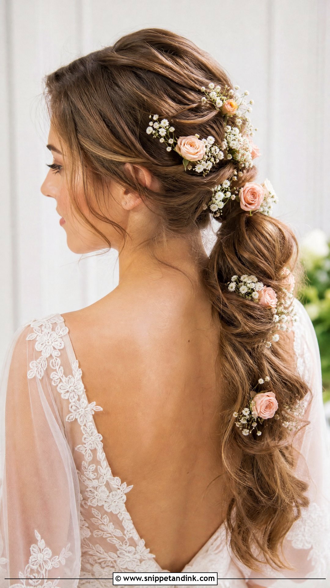 Floral Accented Ponytail for Wedding Guest - Snippet and Ink - 20 Ponytail for Wedding Guest Ideas