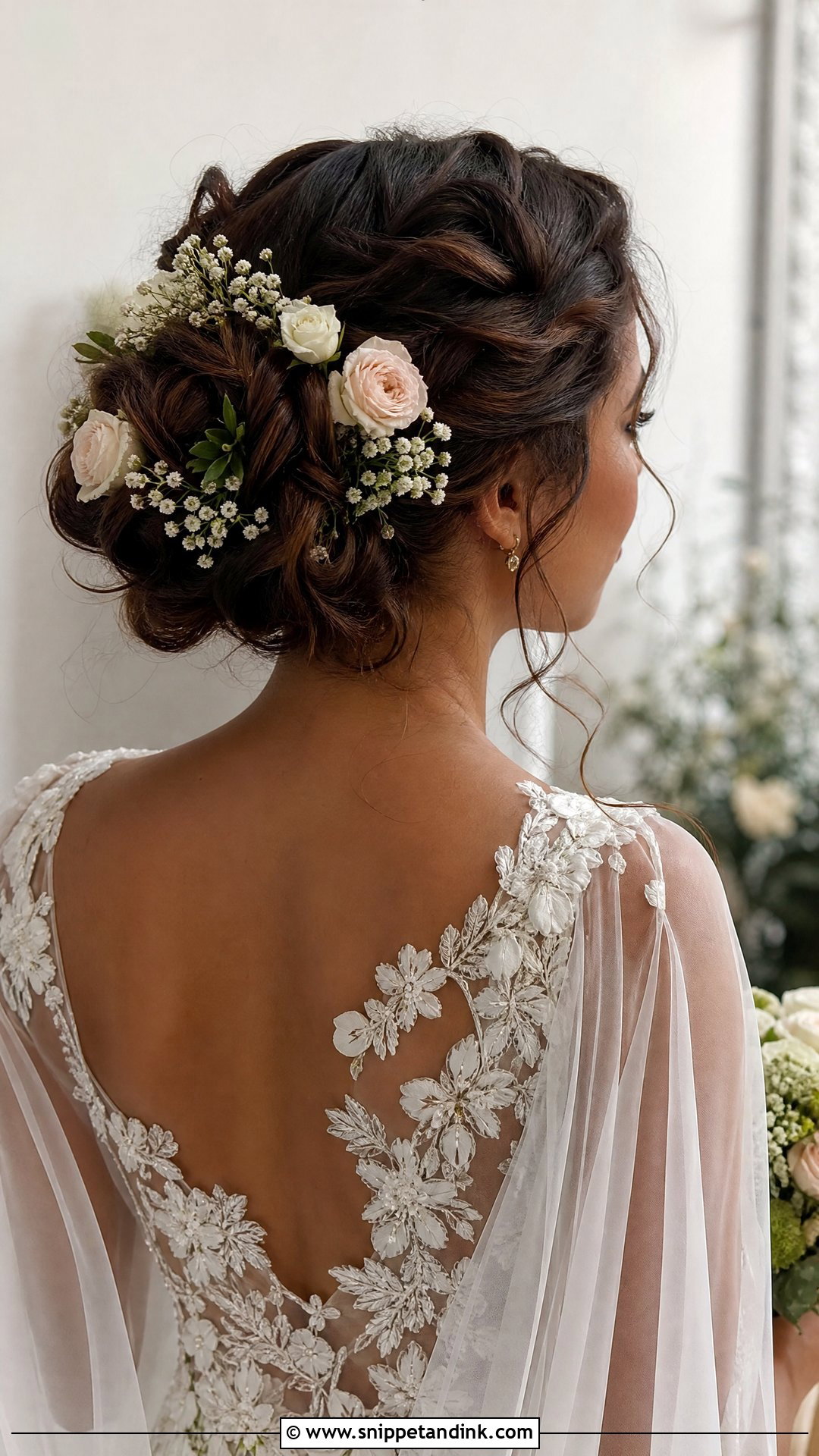 Floral Accented Updo - Snippet and Ink - 20 Wedding Hair Inspiration Updo Hairstyle Ideas
