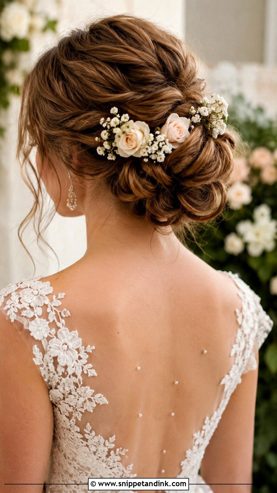 Floral Accented Updo - Snippet and Ink - 25 Bride Hair Updo Ideas