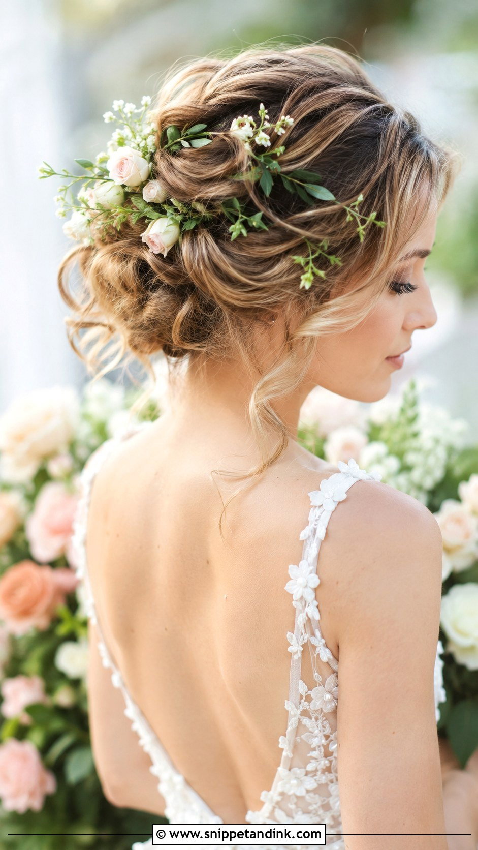Floral Accented Updo - Snippet and Ink - 25 Bride Hair Styles