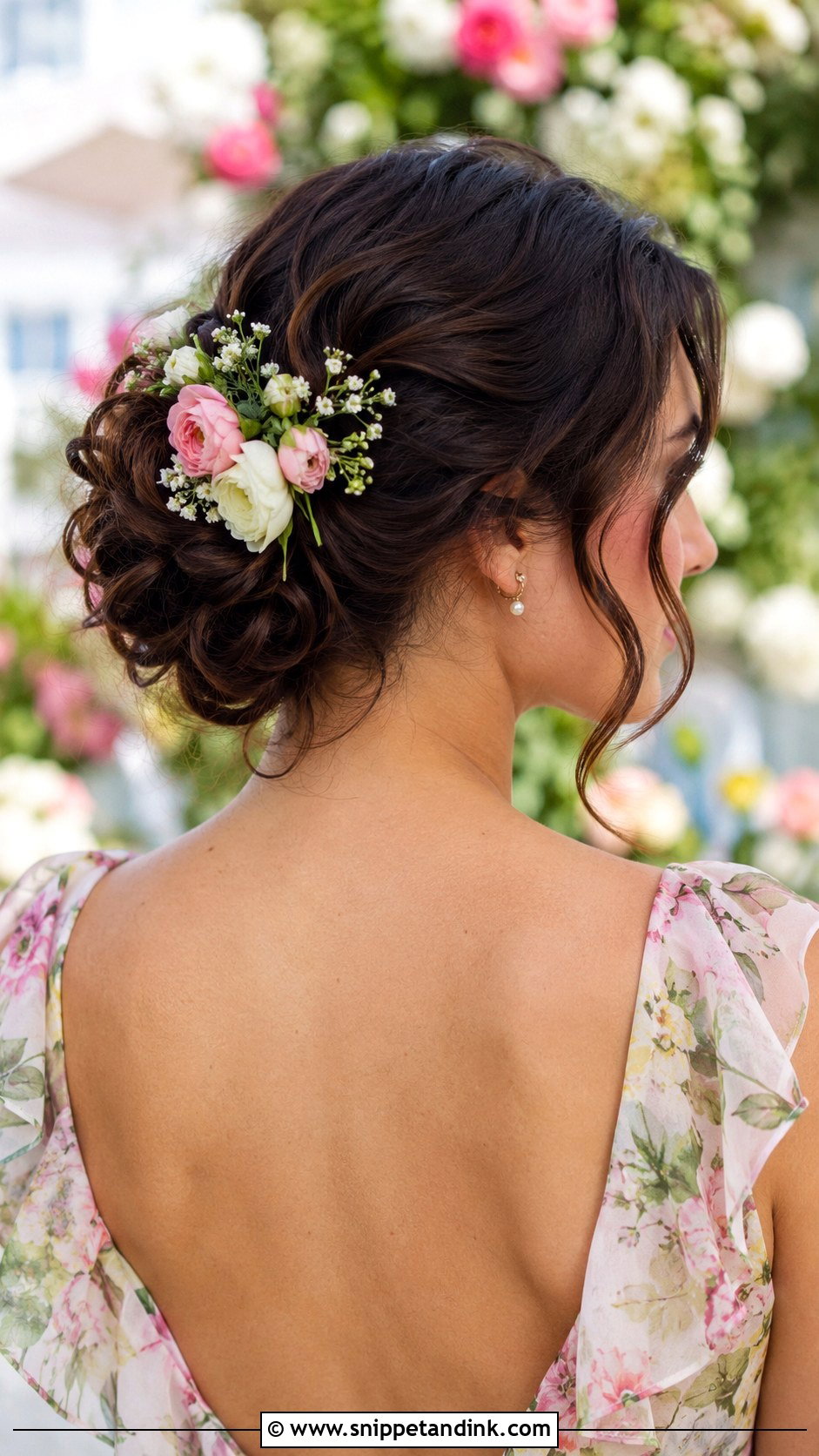 Floral Accented Updo - Snippet and Ink - 25 Summer Wedding Guest Hair Ideas