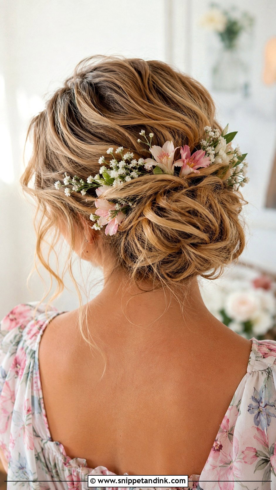 Floral Accented Updo - Snippet and Ink - 30 Wedding Guest Updo Ideas