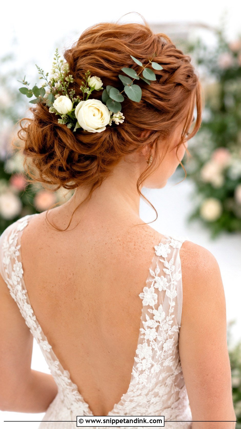 Floral Accented Updo - Snippet and Ink - 30 Wedding Updo Hairstyles