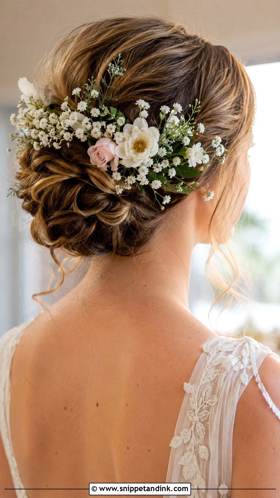 Floral Accented Updo - Snippet and Ink - 20 Easy Wedding Updos for Long Hair