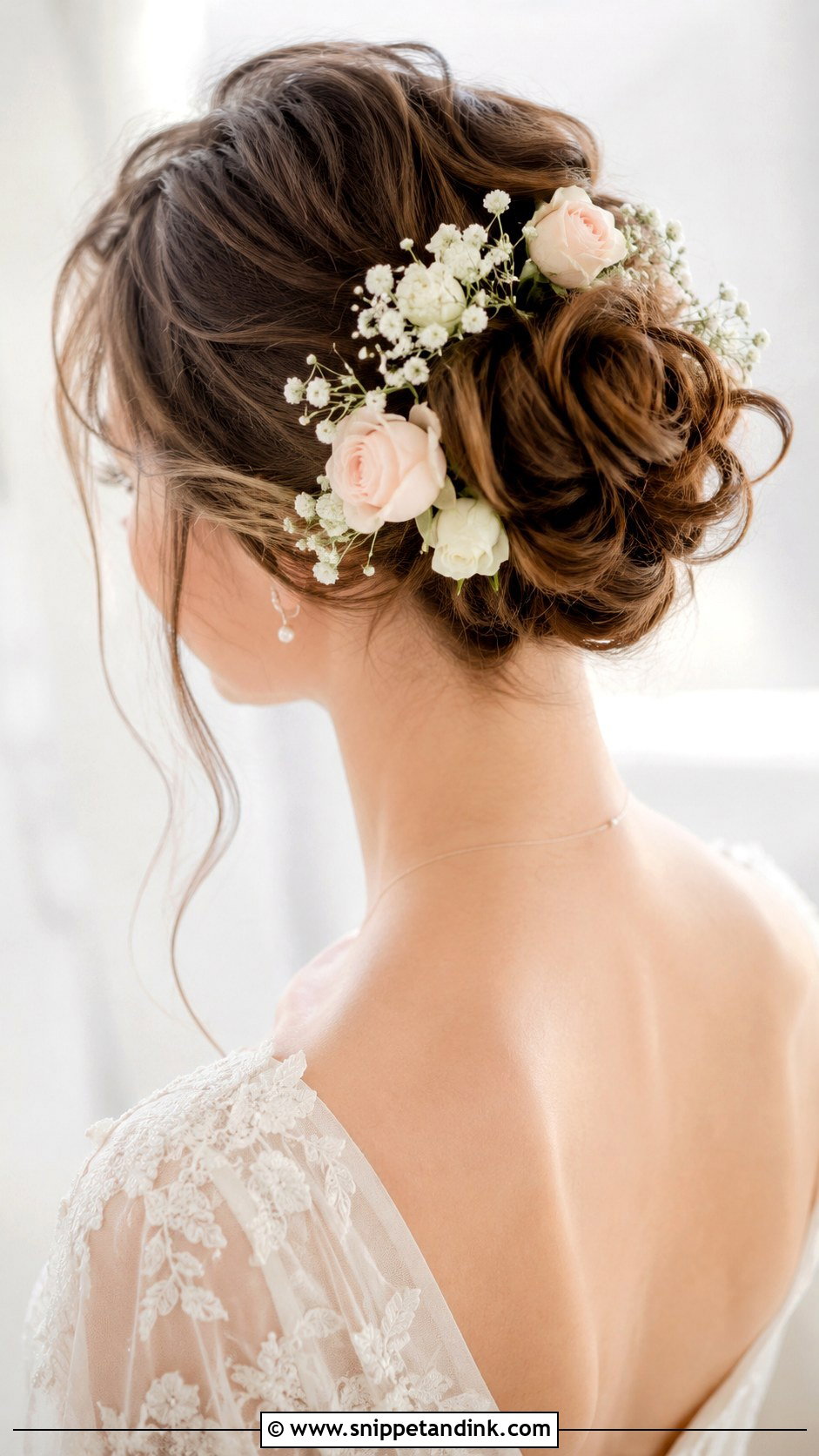 Floral Accented Updo for Medium Hair - Snippet and Ink - 25 Up Dos for Medium Hair Wedding Ideas