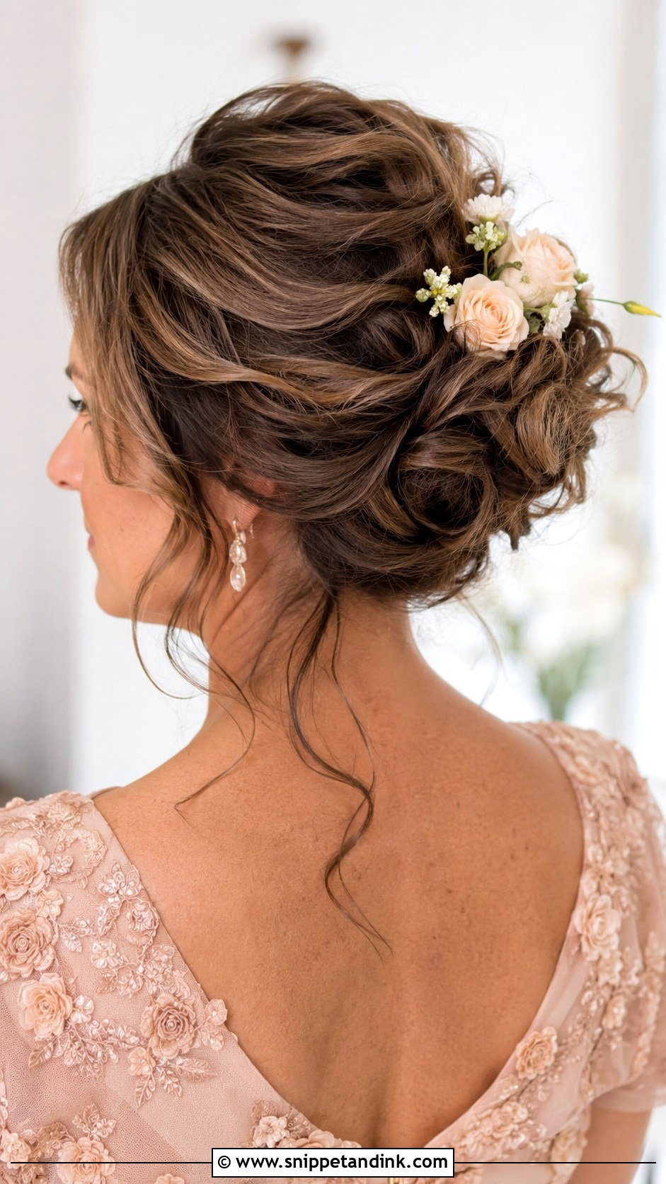 Floral Accented Updo for Mother of the Bride - Snippet and Ink - 25 Mother of Bride Wedding Hair Ideas