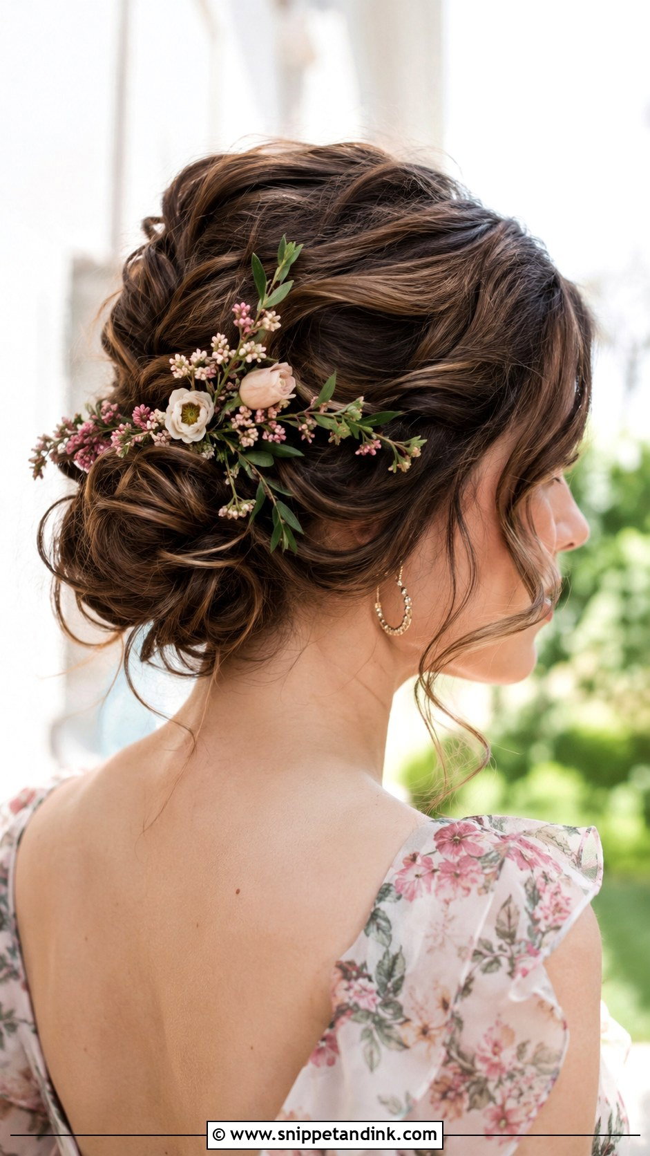 Floral Accented Updo for Wedding Guest - Snippet and Ink - 35 Hairstyles for Wedding Guest