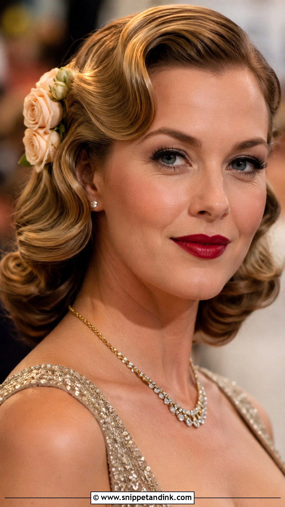 Floral Accented Vintage Waves - Snippet and Ink - 25 Bridal Hair Flowers