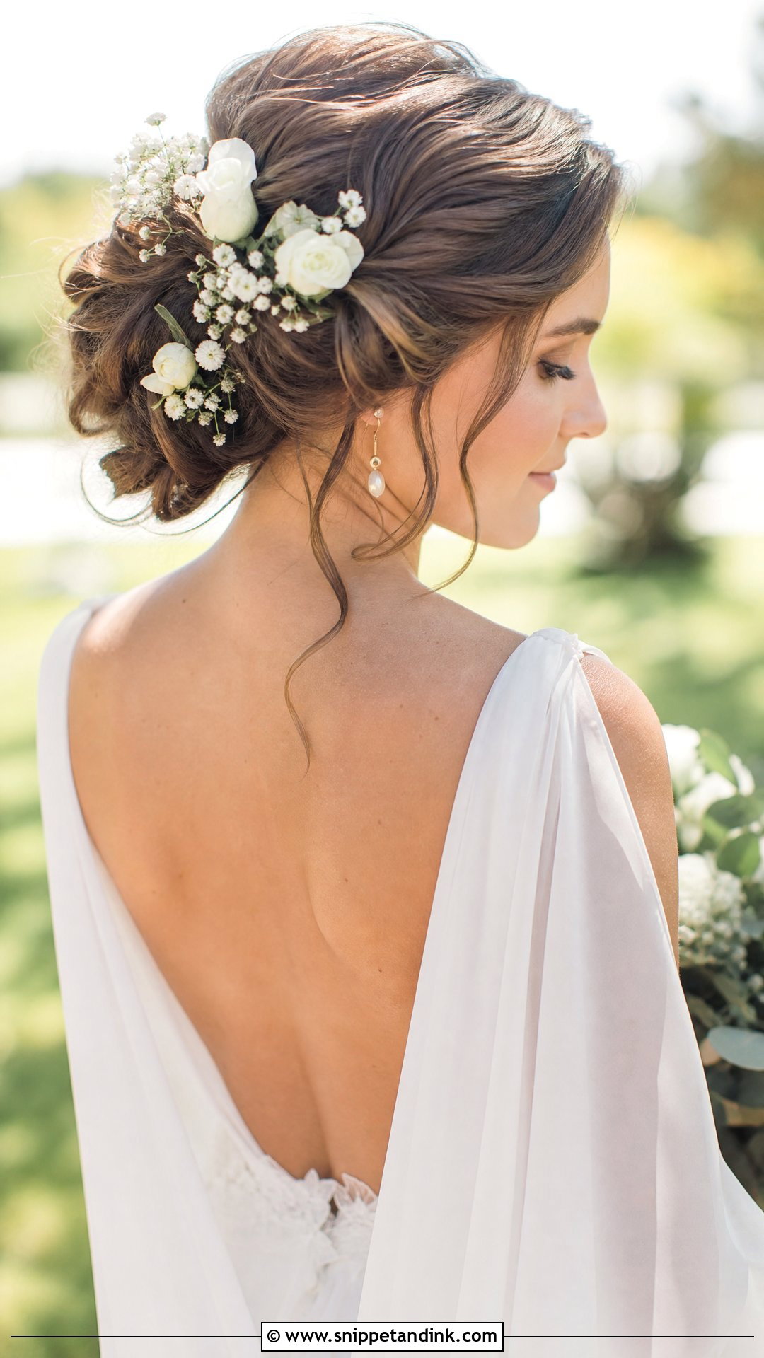 Floral Accented Wedding Updo - Snippet and Ink - 20 White Wedding Hairstyles