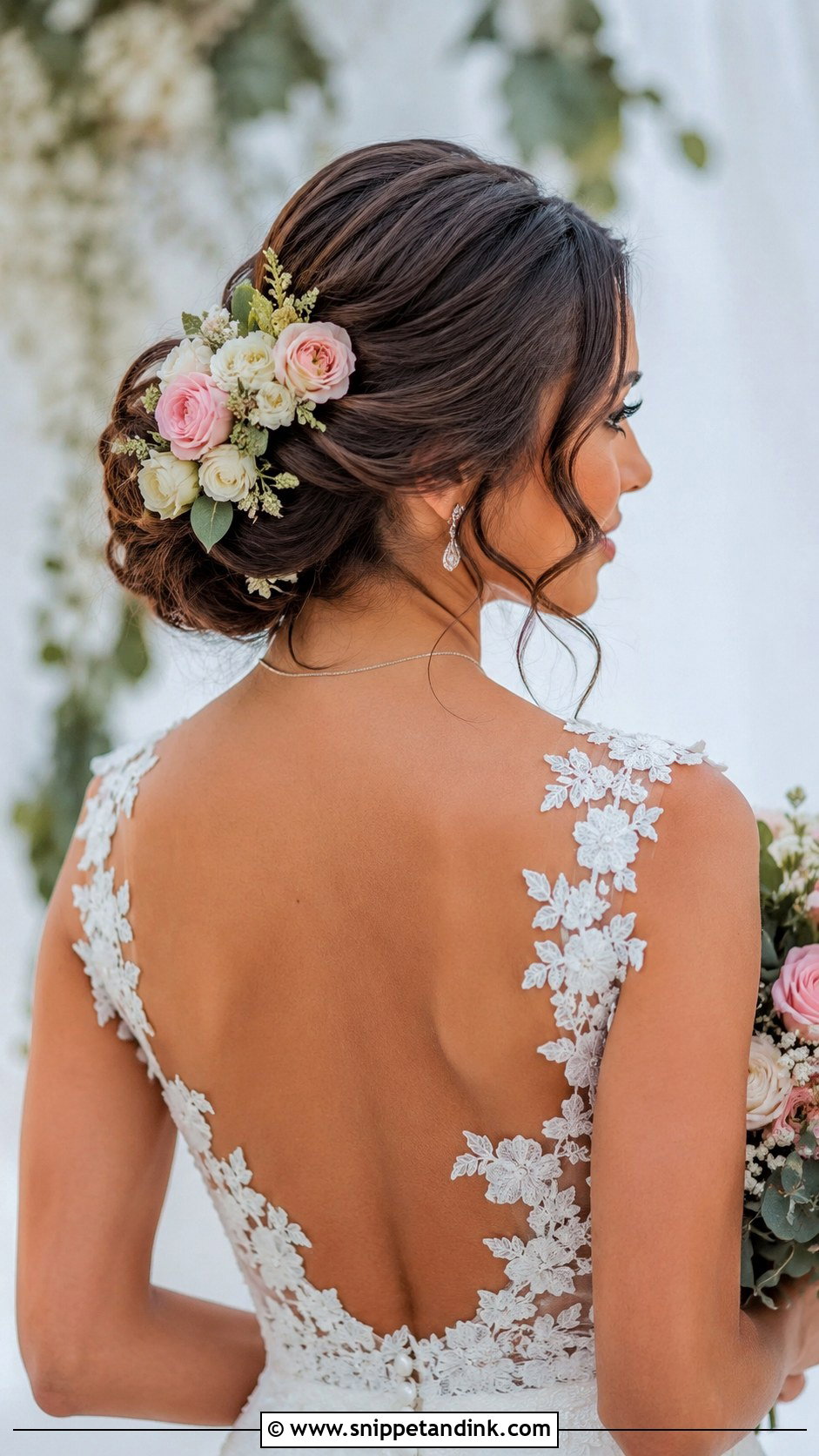 Floral Accented Wedding Updo - Snippet and Ink - 20 Modern Wedding Hair Ideas