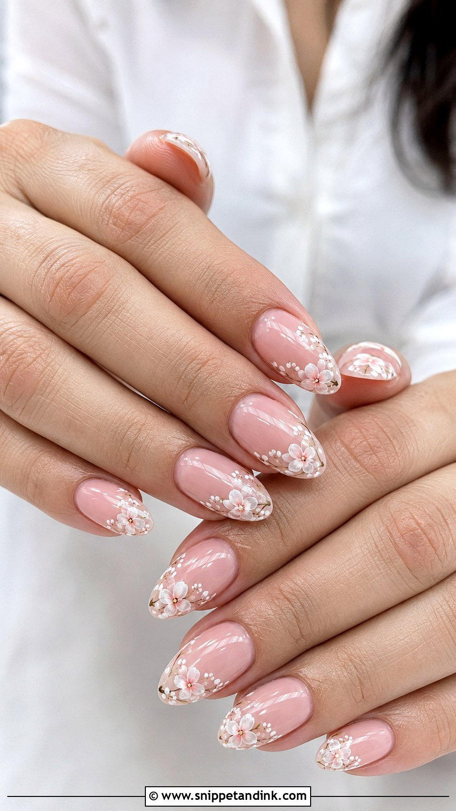 Floral Acrylic Wedding Nails - Snippet and Ink - 20 Acrylic Wedding Day Nails for Bride