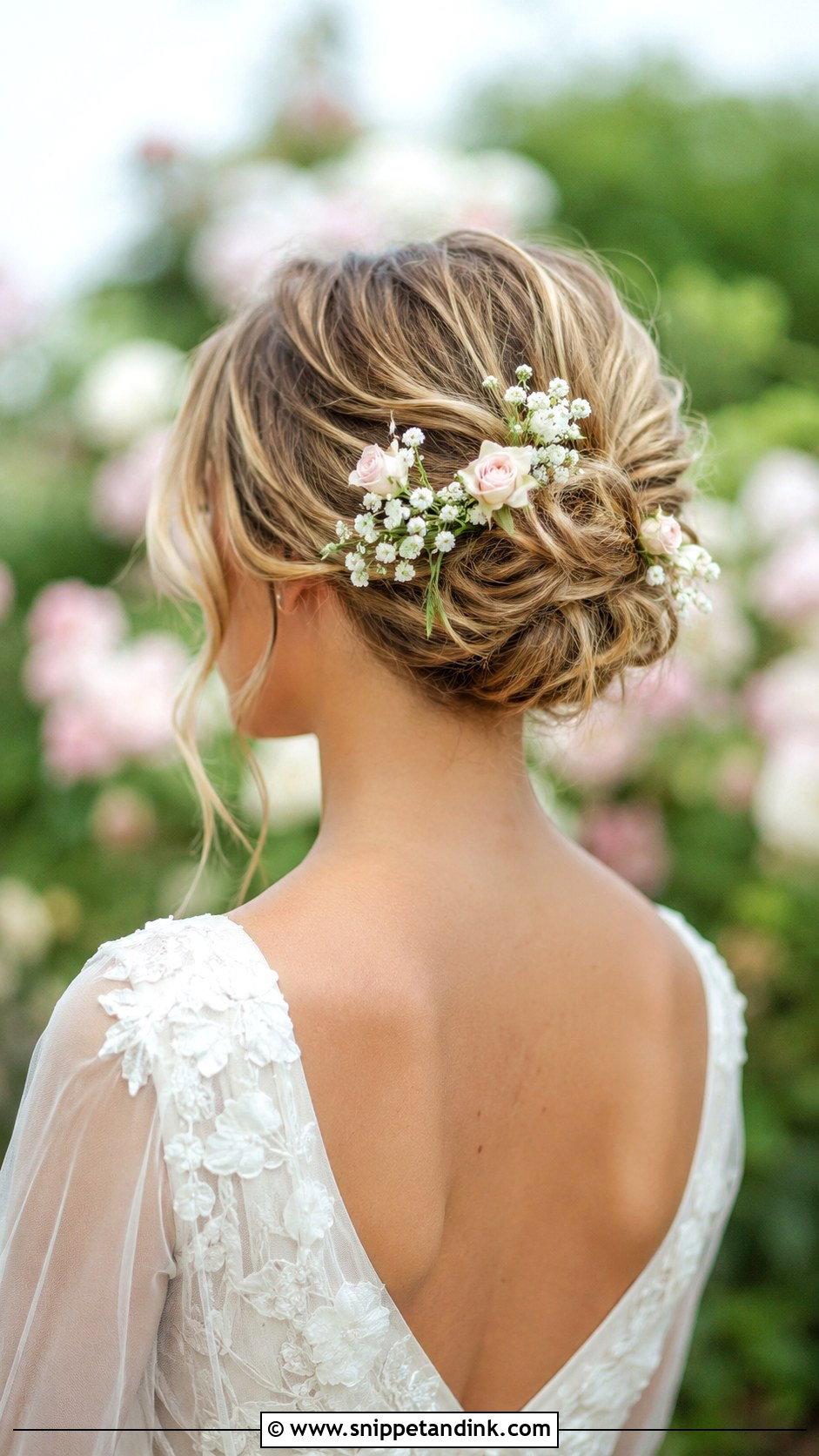 Floral Adorned Bun for Brides - Snippet and Ink - 25 Bride Hair Bun Ideas