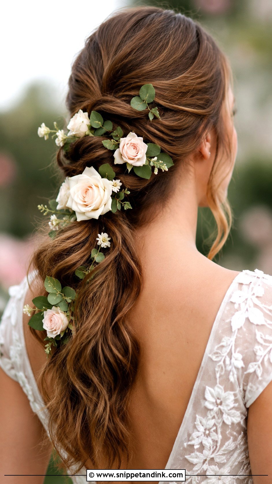 Floral Adorned Ponytail for Wedding - Snippet and Ink - 30 Ponytail Hairstyles for Wedding
