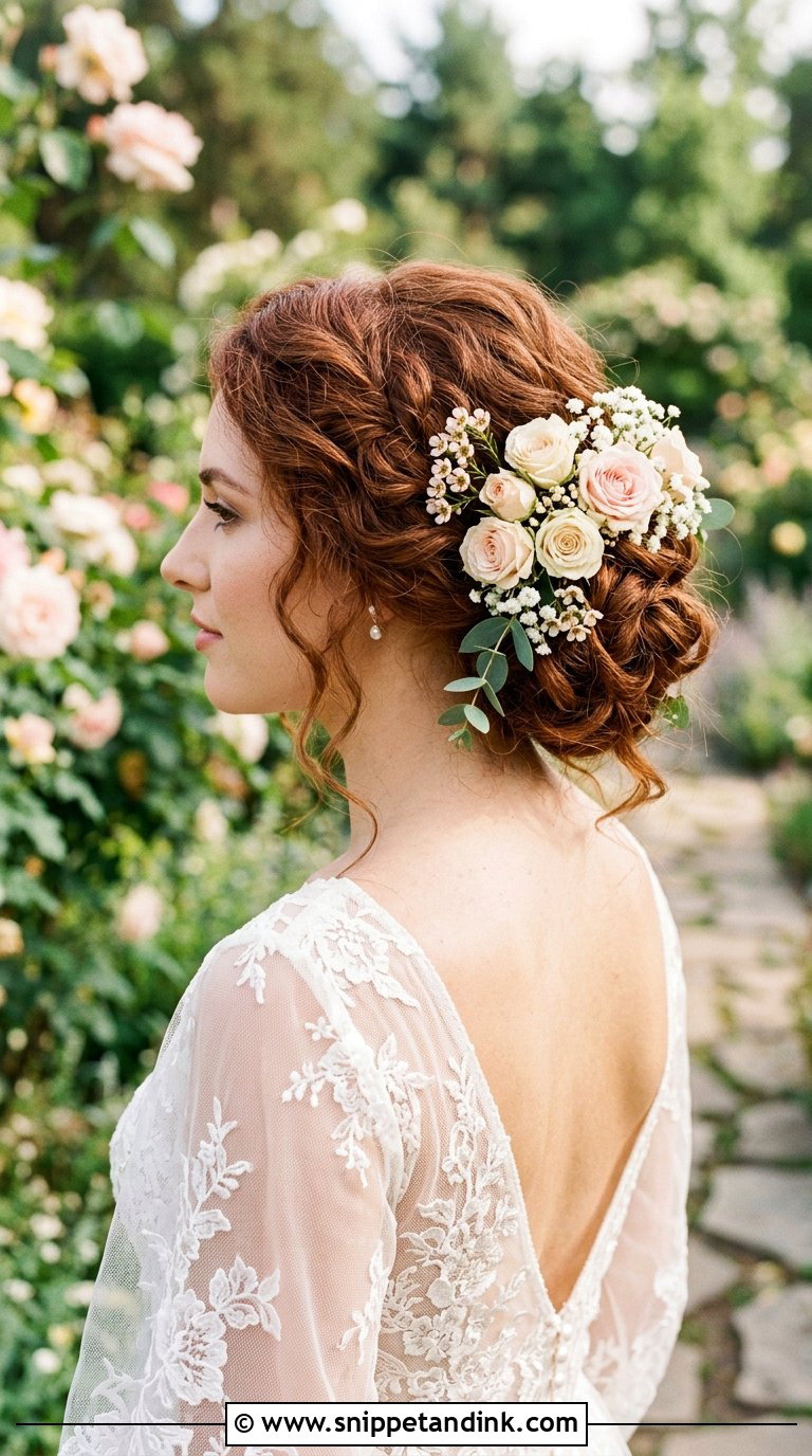 Floral Adorned Updo - Snippet and Ink - 20 Bridal Hair Do Ideas