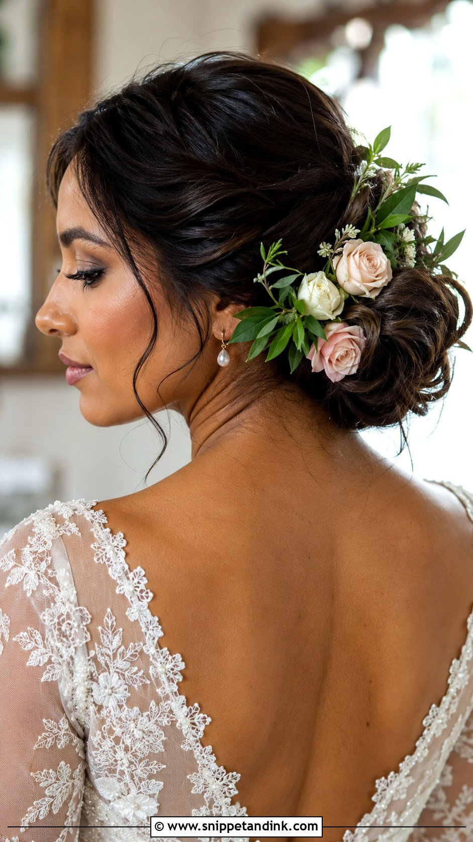 Floral Adorned Updo - Snippet and Ink - 25 Long Hair Wedding Hairstyles