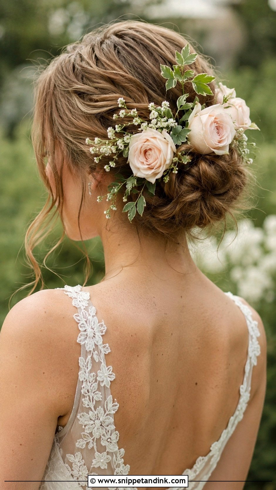 Floral Adorned Updo - Snippet and Ink - 25 Updo Wedding Hairstyles for Long Hair