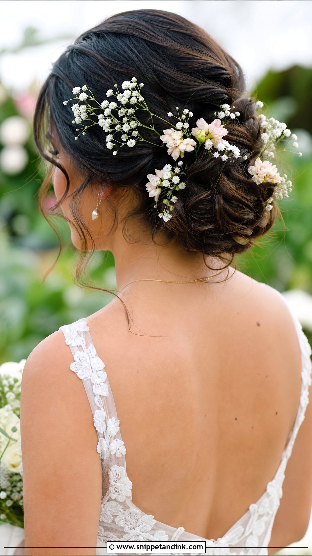 Floral Adorned Updo - Snippet and Ink - 30 Glam Bridal Hair Ideas