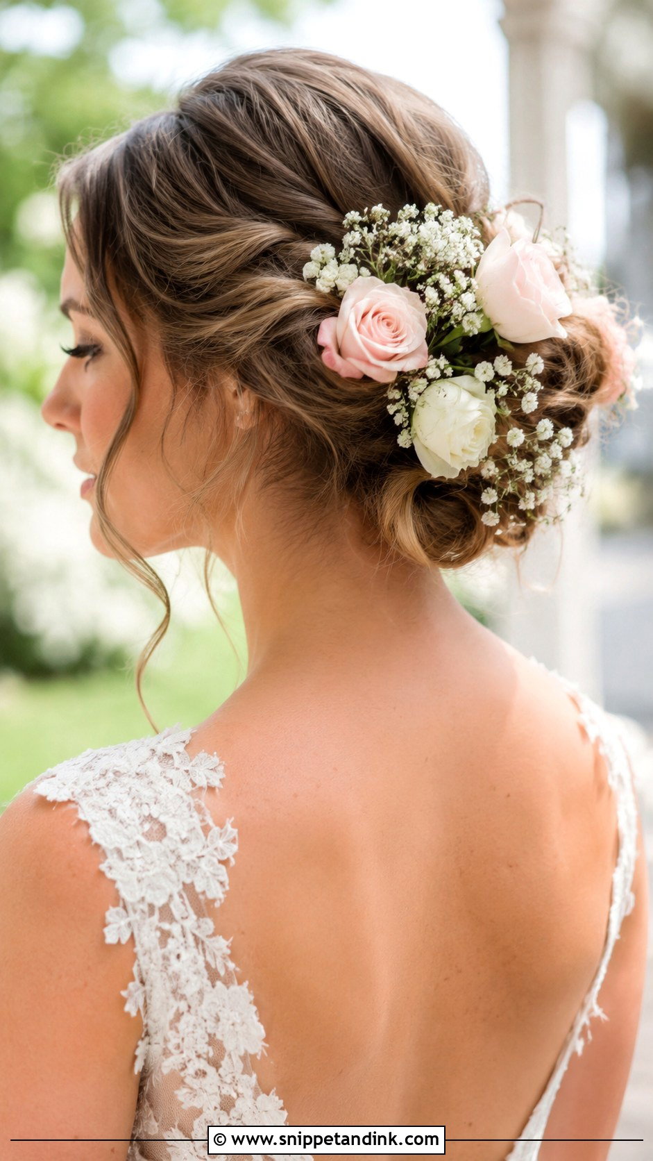 Floral Adorned Updo - Snippet and Ink - 30 Wedding Hair Up Ideas