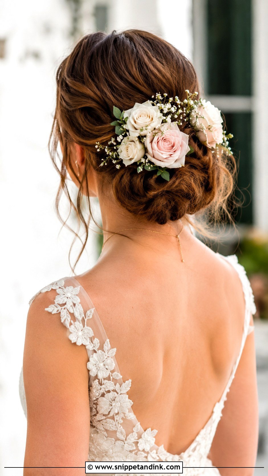 Floral Adorned Updo - Snippet and Ink - 35 Wedding Hair Ideas