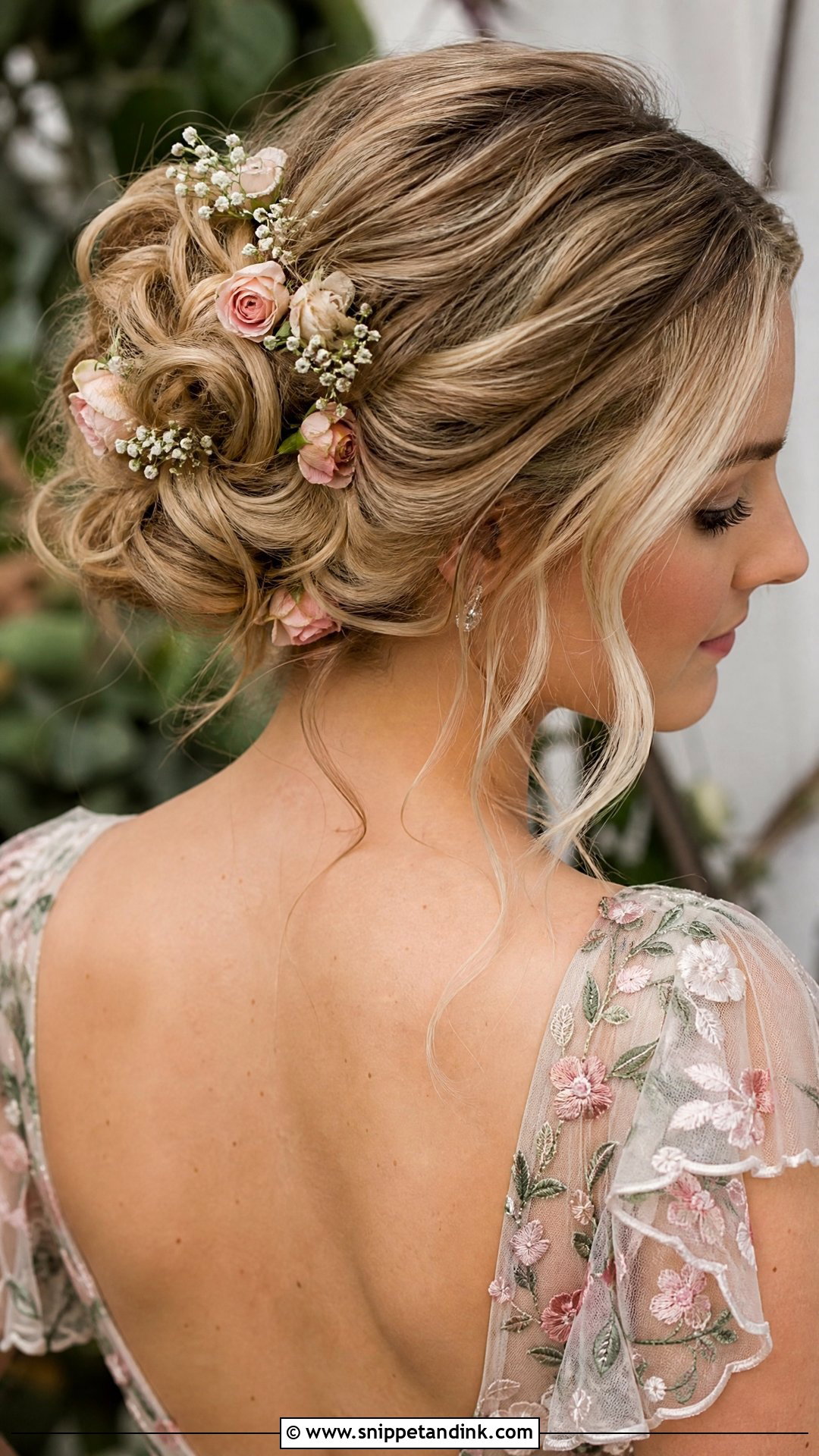 Floral Adorned Updo - Snippet and Ink - 20 Cute Wedding Guest Hairstyles