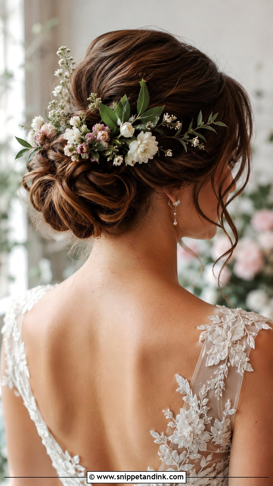 Floral Adorned Updo - Snippet and Ink - 20 Simple Updo Wedding Hairstyles