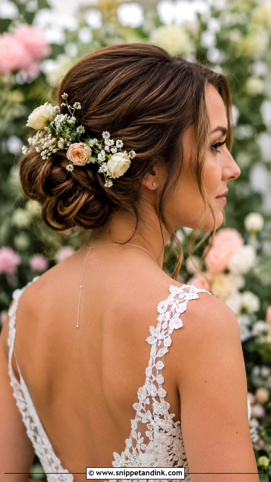 Floral Adorned Updo Wedding Hairstyle - Snippet and Ink - 35 Wedding Hairstyle Ideas