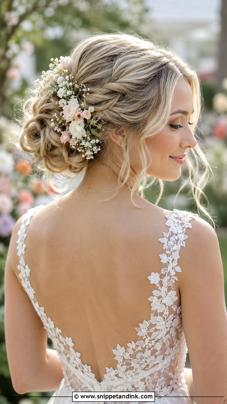 Floral Adorned Updo Wedding Hairstyle - Snippet and Ink - 25 Bride Wedding Hairstyle Ideas