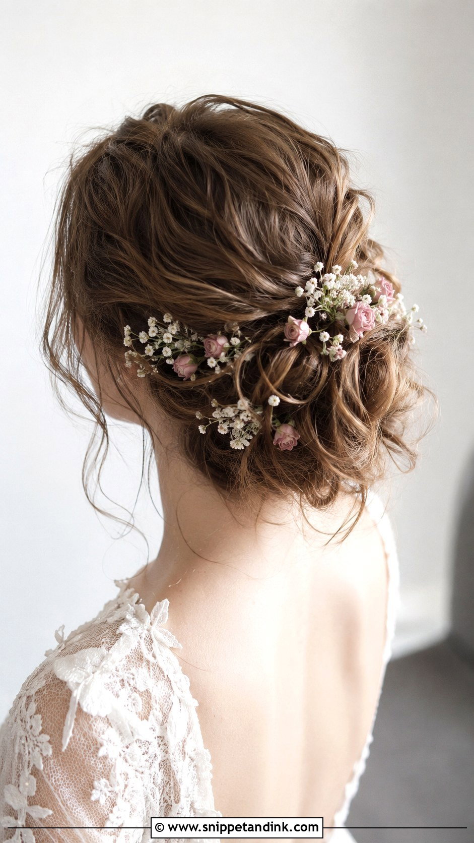 Floral Adorned Updo for Fine Hair - Snippet and Ink - 20 Wedding Hair Fine Hair Ideas