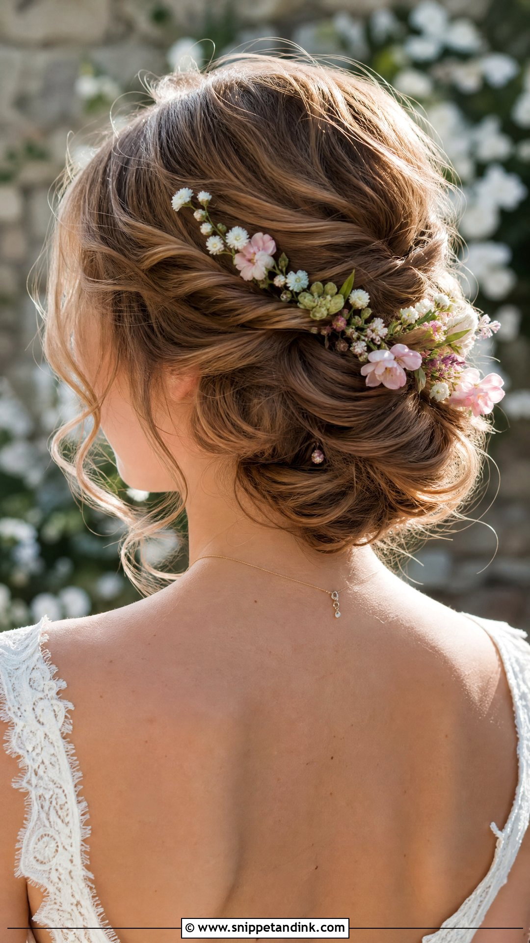 Floral Adorned Updo for Long Hair - Snippet and Ink - 20 Wedding Guest Updos for Long Hair