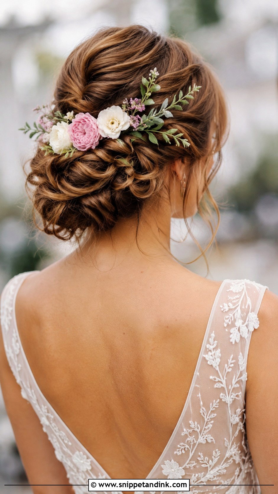 Floral Adorned Updo for Weddings - Snippet and Ink - 30 Wedding Hairdo Ideas