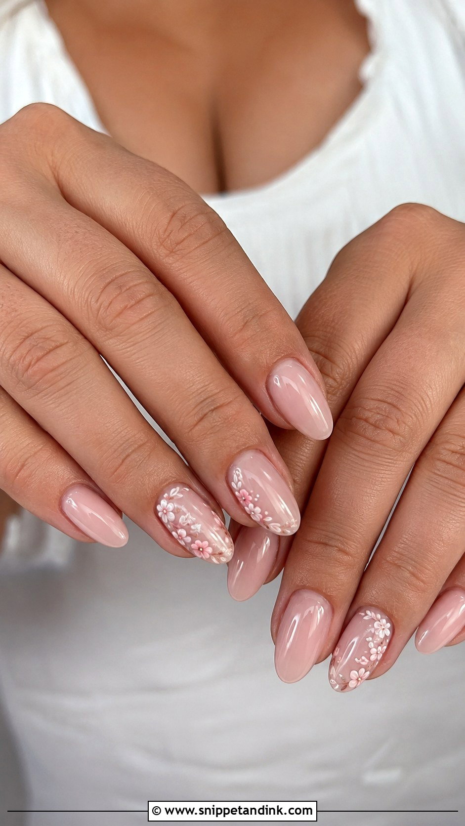 Floral Almond Wedding Nails - Snippet and Ink - 20 Almond Shape Wedding Nails Bride