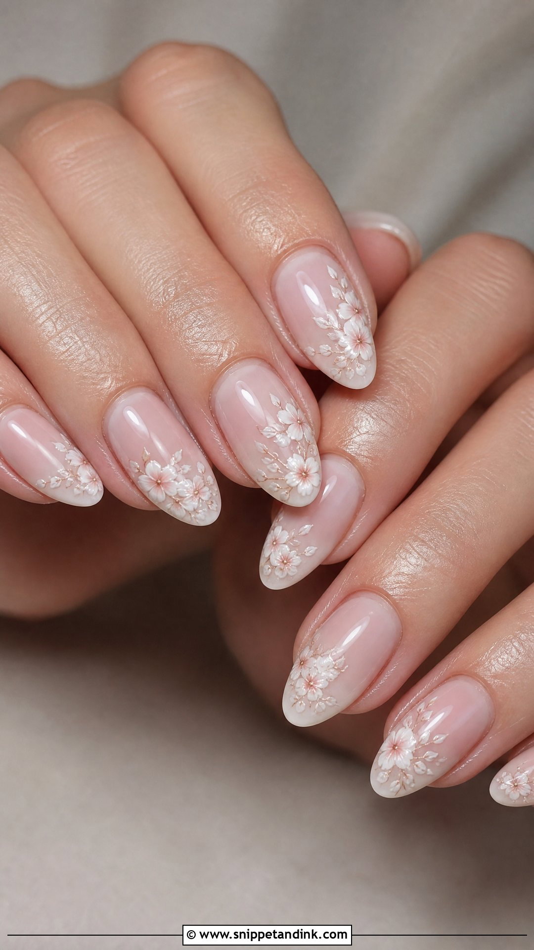 Floral Almond Wedding Nails - Snippet and Ink - 25 Almond Wedding Nails for Bride