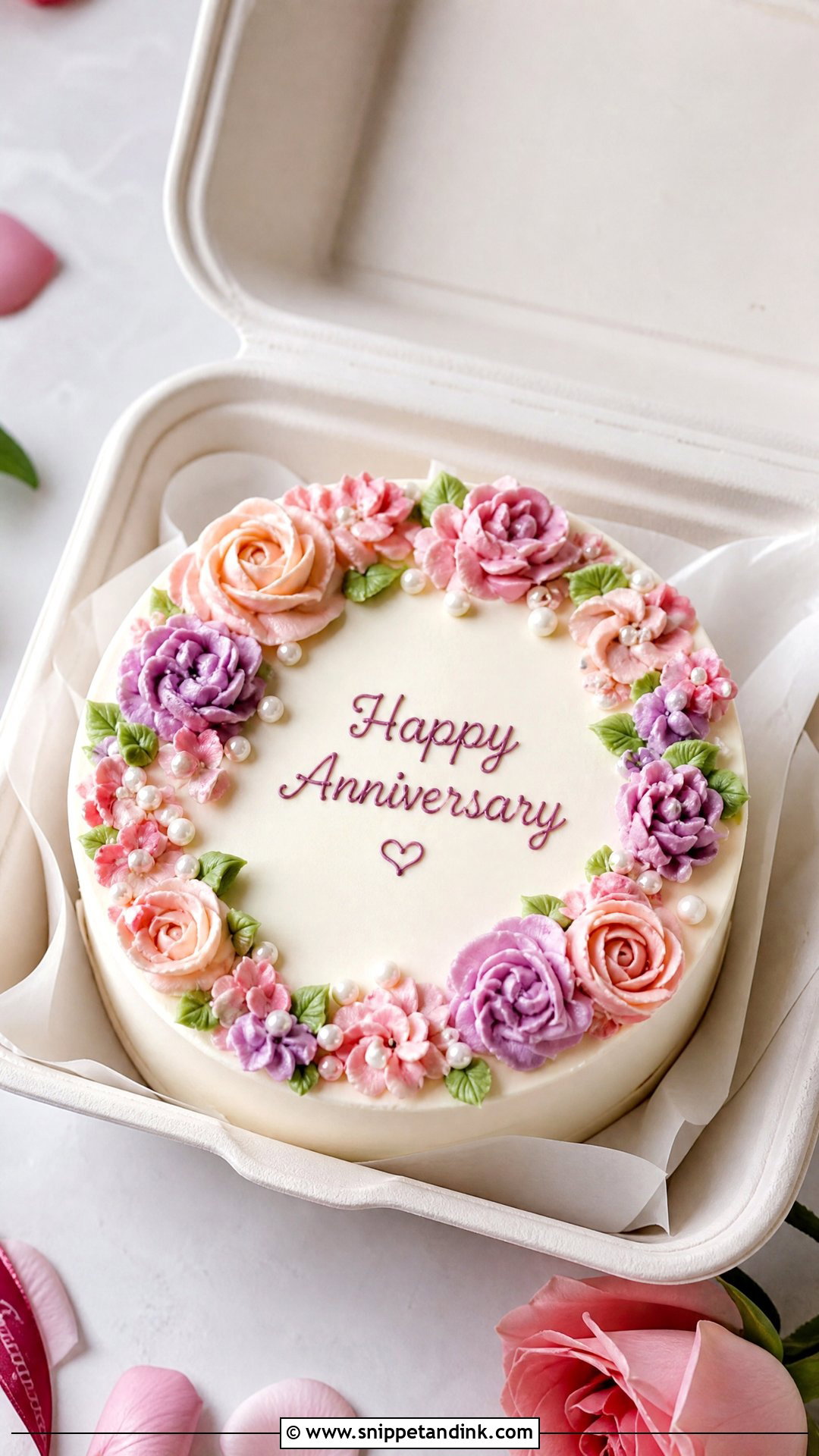 Floral Anniversary Bento Cake - Snippet and Ink - 20 Wedding Anniversary Bento Cake Ideas