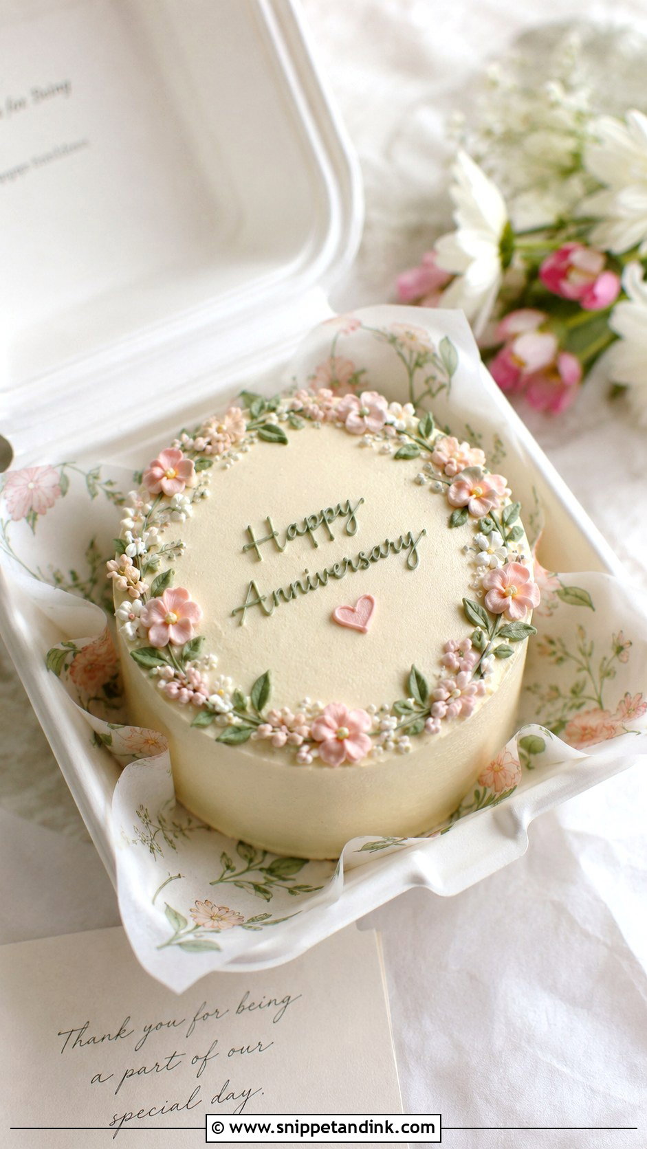 Floral Anniversary Bento Cake - Snippet and Ink - 20 Anniversary Bento Cake Ideas