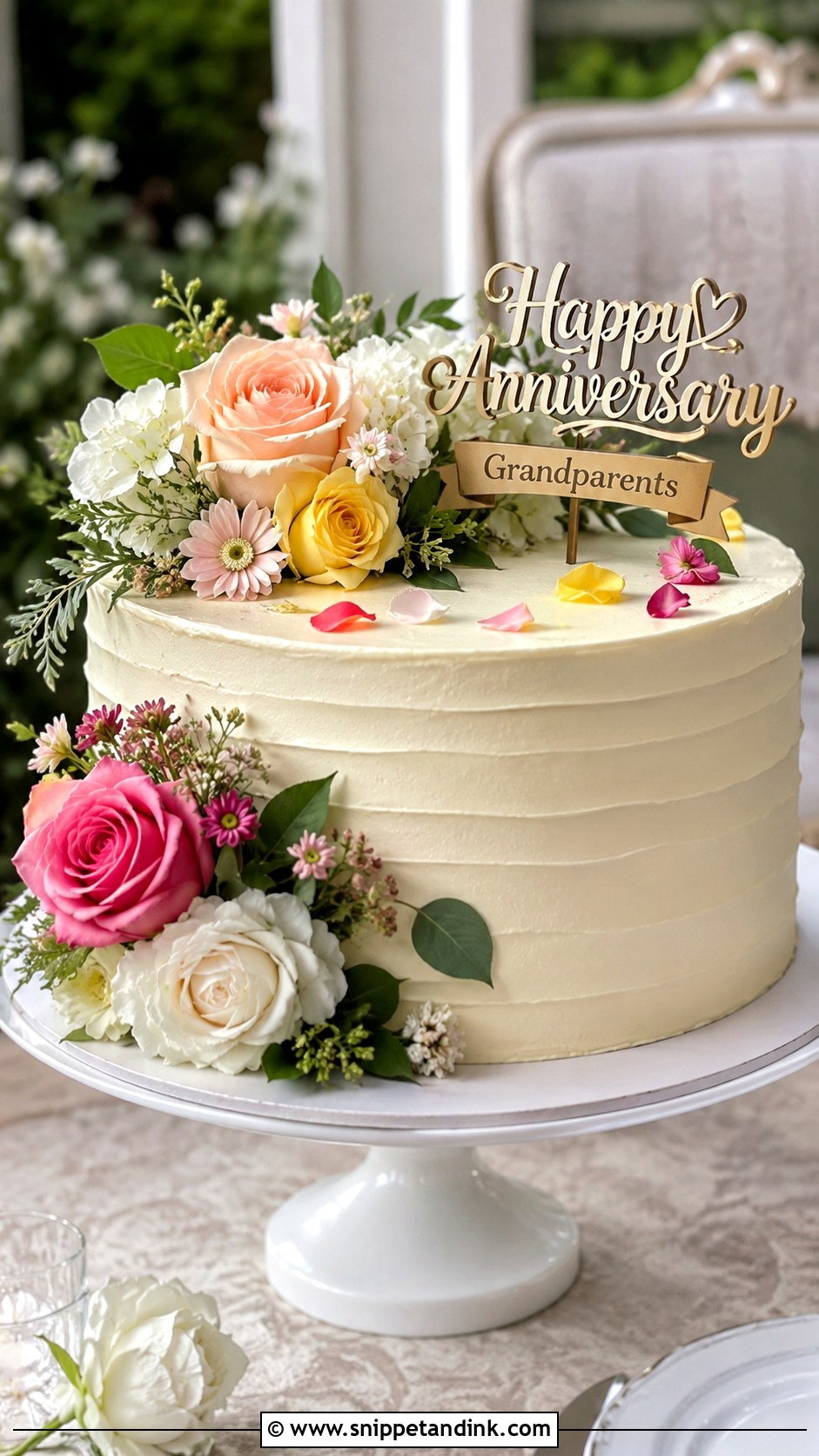 Floral Anniversary Cake - Snippet and Ink - 20 Anniversary Cake for Grandparents