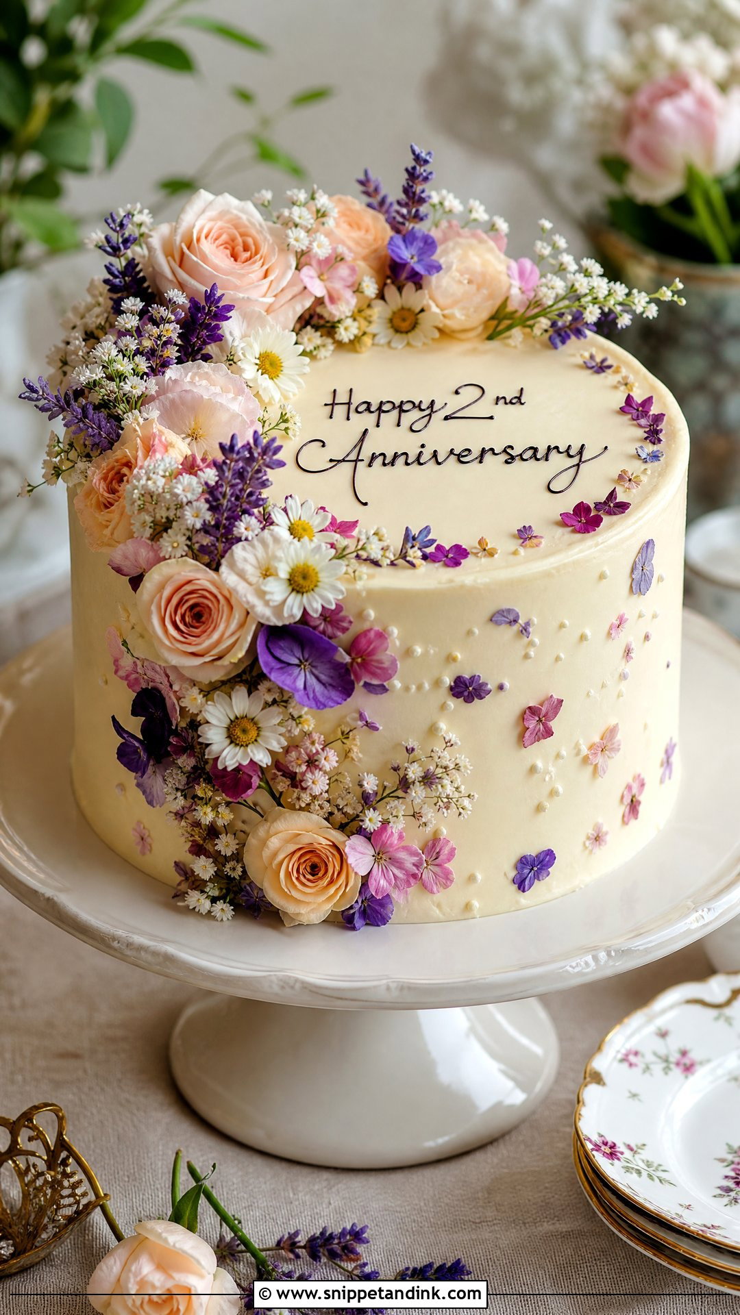 Floral Anniversary Cake - Snippet and Ink - 30 2 Year Anniversary Cake Ideas