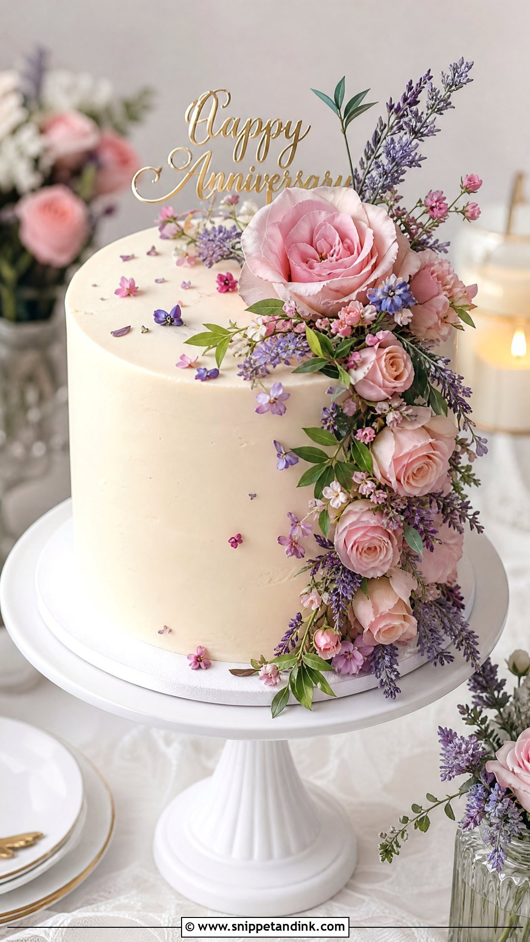 Floral Anniversary Cake - Snippet and Ink - 30 Anniversary Cake Aesthetic Ideas