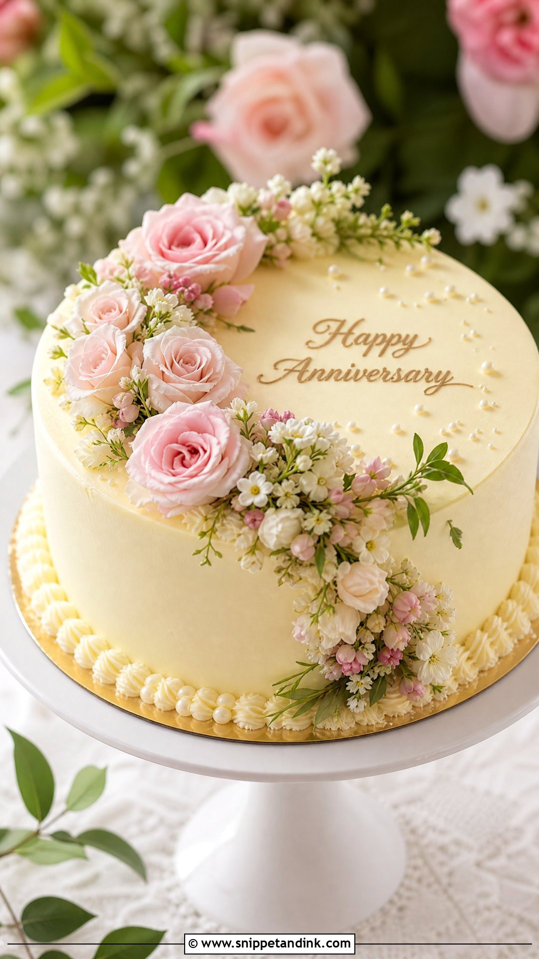 Floral Anniversary Cake - Snippet and Ink - 30 Couple Anniversary Cake Ideas