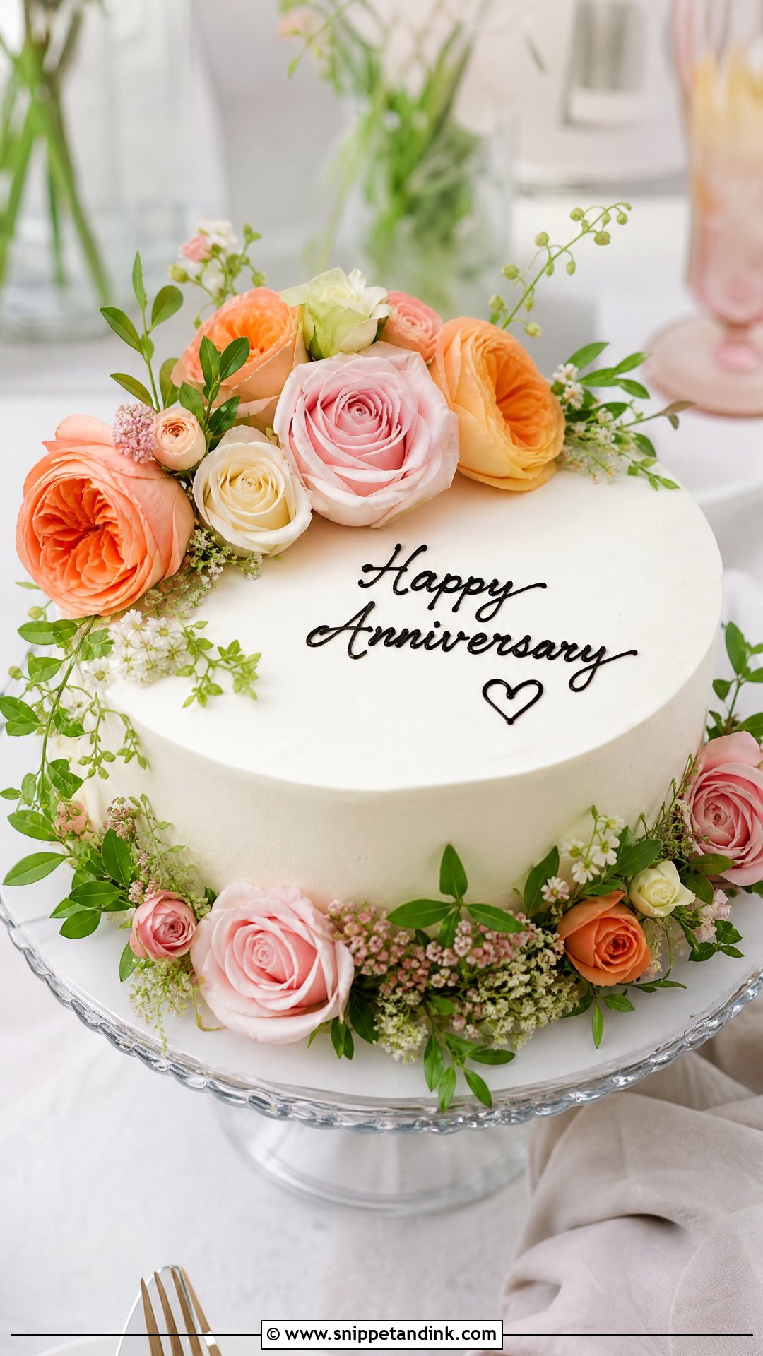 Floral Anniversary Cake - Snippet and Ink - 30 Cute Anniversary Cake Ideas