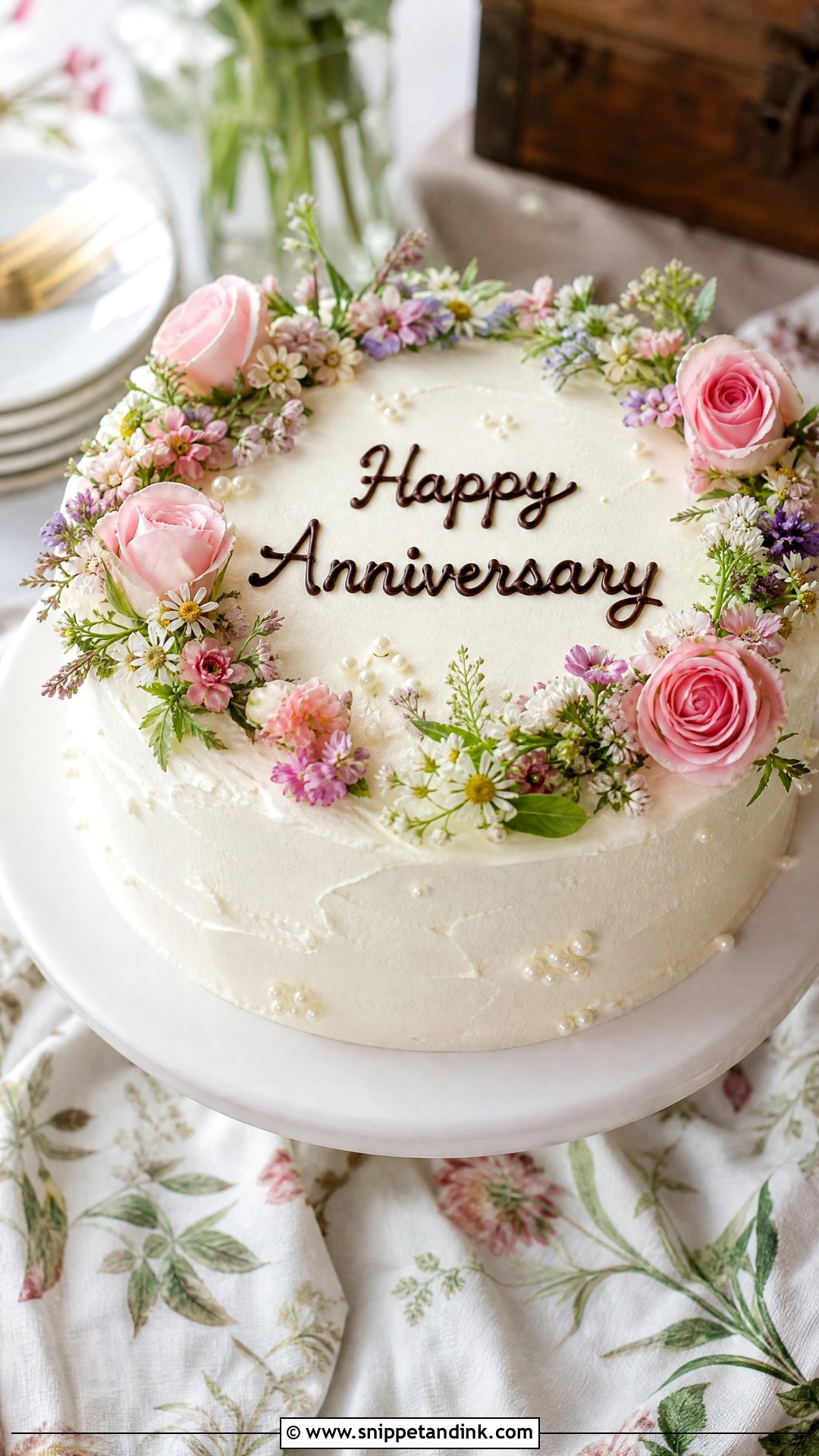 Floral Anniversary Cake - Snippet and Ink - 35 Anniversary Cake Ideas