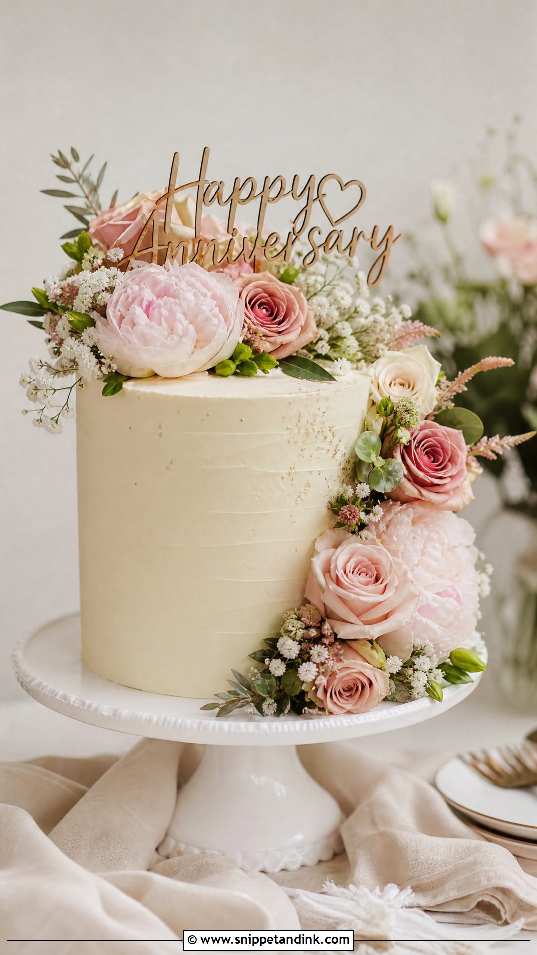Floral Anniversary Cake - Snippet and Ink - 35 Anniversary Cake Designs