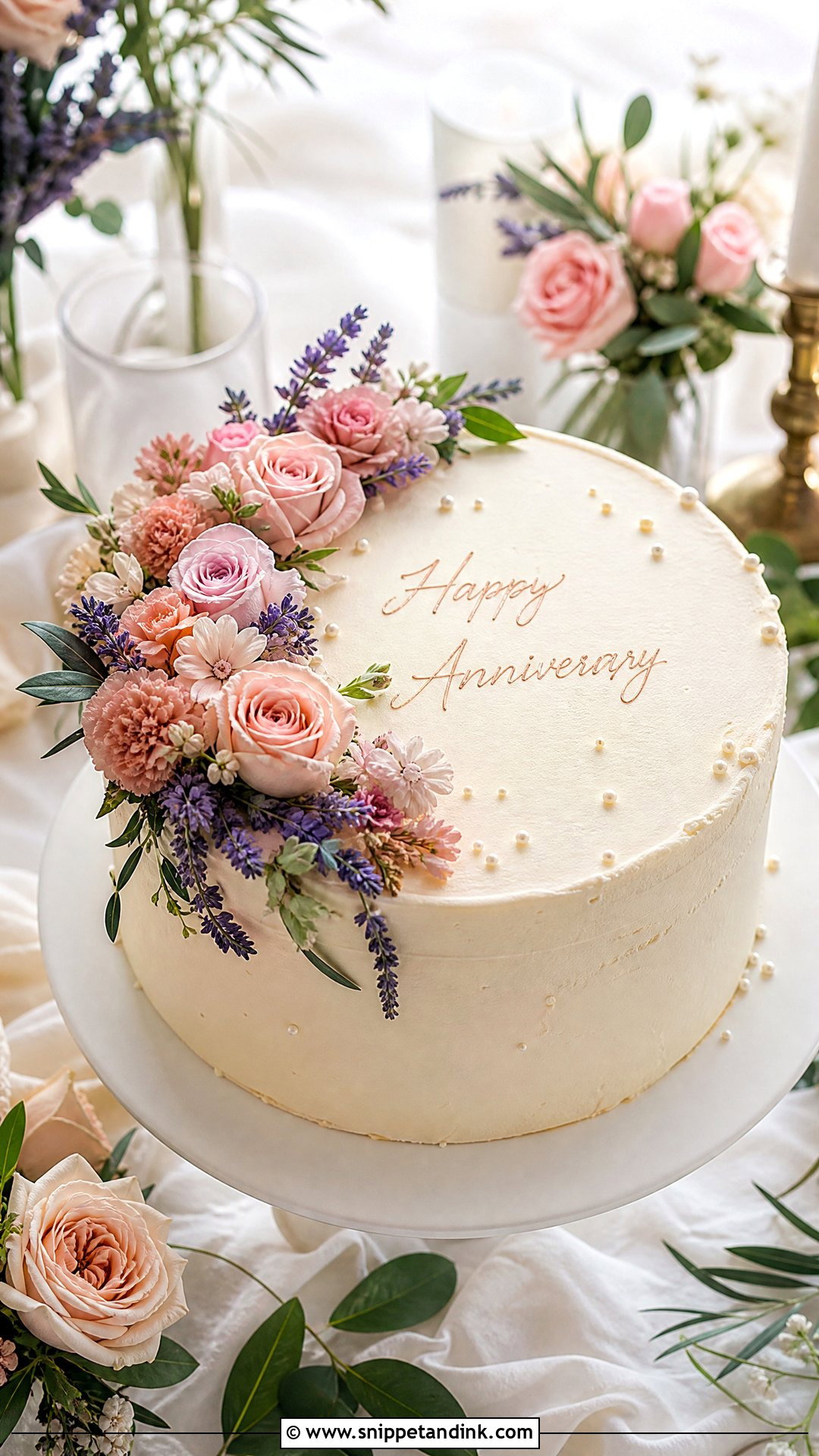 Floral Anniversary Cake - Snippet and Ink - 35 Happy Anniversary Cakes
