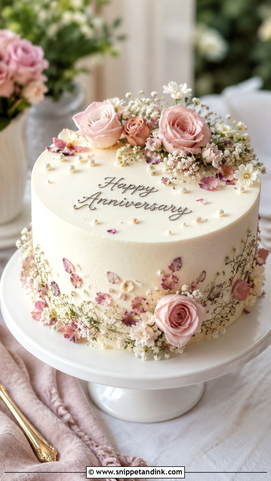 Floral Anniversary Cake - Snippet and Ink - 20 Anniversary Cake Snapchat Story Ideas