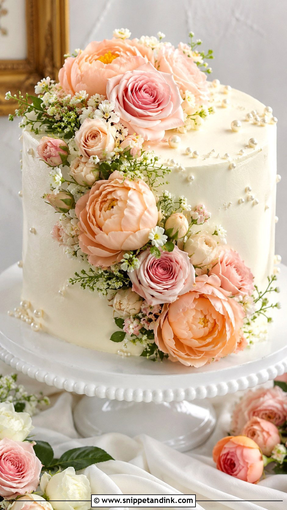 Floral Anniversary Cake - Snippet and Ink - 20 Anniversary Couple Cake Design Ideas